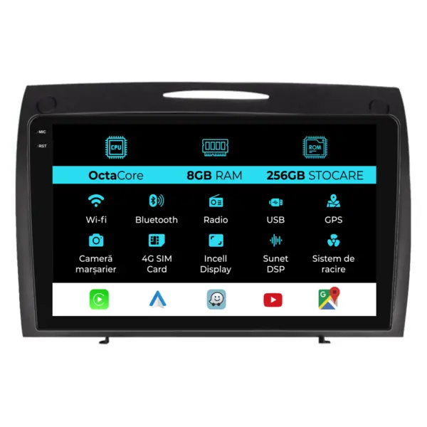 Navigatie Dedicata Mercedes SLK (2004-2011), 9Inch, 8Gb Ram, 256Gb Stocare, Carplay