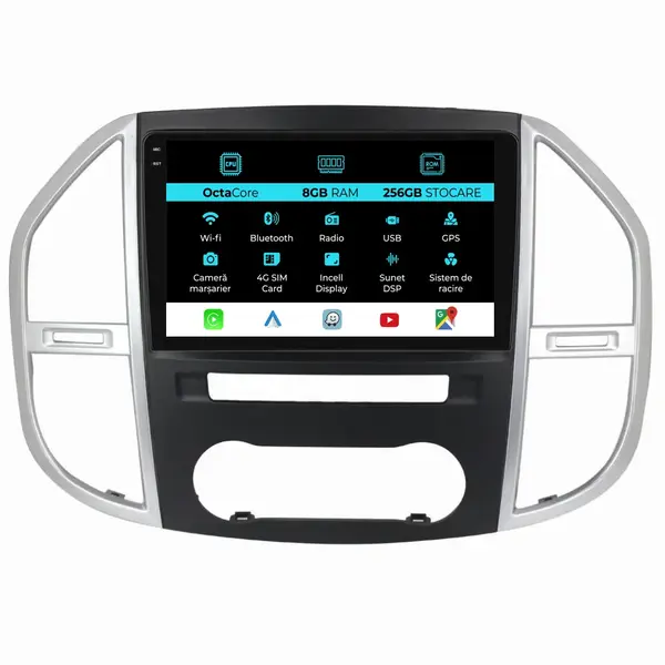 Navigatie Dedicata Mercedes Vito W447 (2014-2021), 10Inch, 8Gb Ram, 256Gb Stocare, Carplay