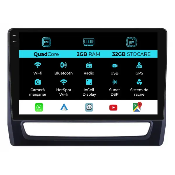 Navigatie Dedicata Mitsubishi ASX 2 (2019 - 2025), 10Inch, 2Gb Ram, 32Gb Stocare, Carplay