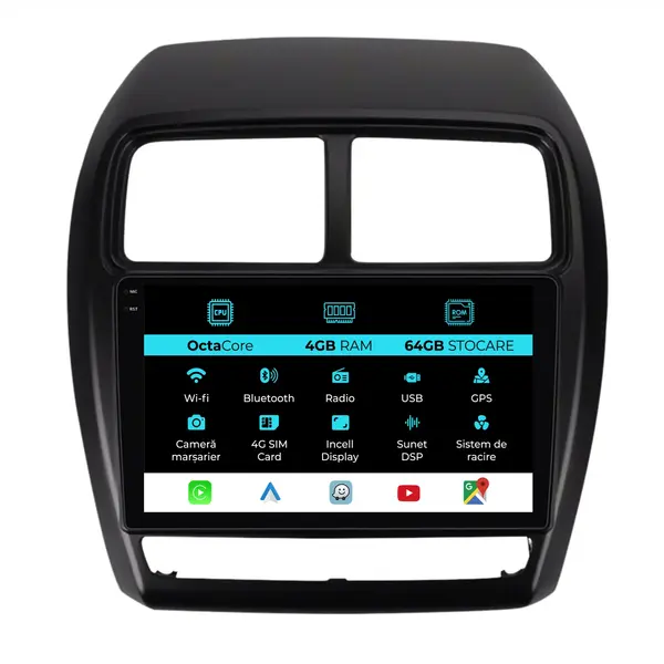 Navigatie Dedicata Mitsubishi ASX (2016 - 2019), 9Inch, 4Gb Ram, 64Gb Stocare, Carplay
