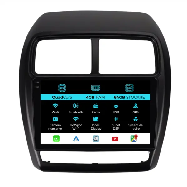 Navigatie Dedicata Mitsubishi ASX (2016 - 2019),QuadCore, 9Inch, 4Gb Ram, 64Gb Stocare, Carplay