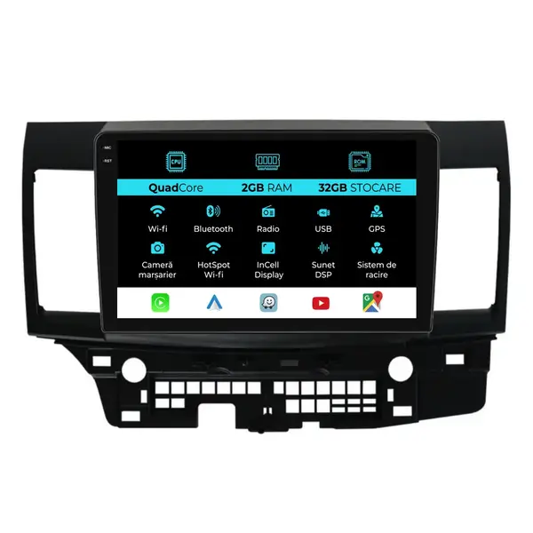 Navigatie Dedicata Mitsubishi Lancer (2007 - 2013), 9 Inch, 2Gb Ram, 32Gb Stocare, Android Auto, Carplay