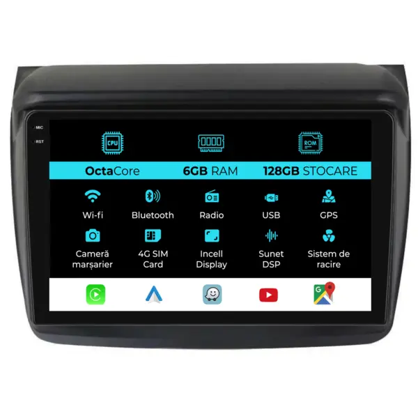 Navigatie Dedicata Mitsubishi Pajero Sport (2006 - 2013), 9 Inch, 6Gb Ram, 128Gb Stocare, Android Auto, Carplay