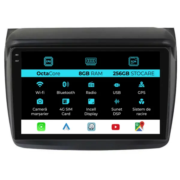 Navigatie Dedicata Mitsubishi Pajero Sport (2006 - 2013), 9 Inch, 8Gb Ram, 256Gb Stocare, Android Auto, Carplay