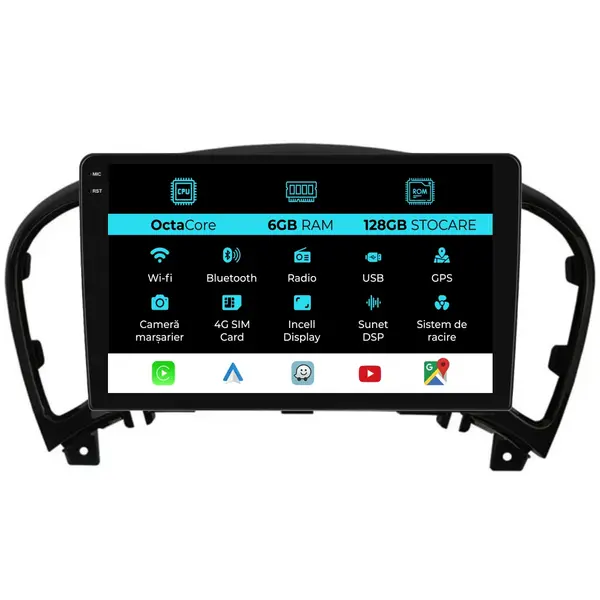 Navigatie Dedicata Nissan Juke (2010-2017), 9Inch, 6Gb Ram, 128Gb Stocare, Carplay