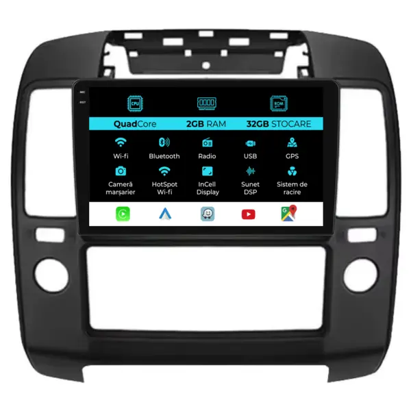 Navigatie Dedicata Nissan Navara (2004 - 2010), 9 Inch, 2Gb Ram, 32Gb Stocare, Android Auto, Carplay