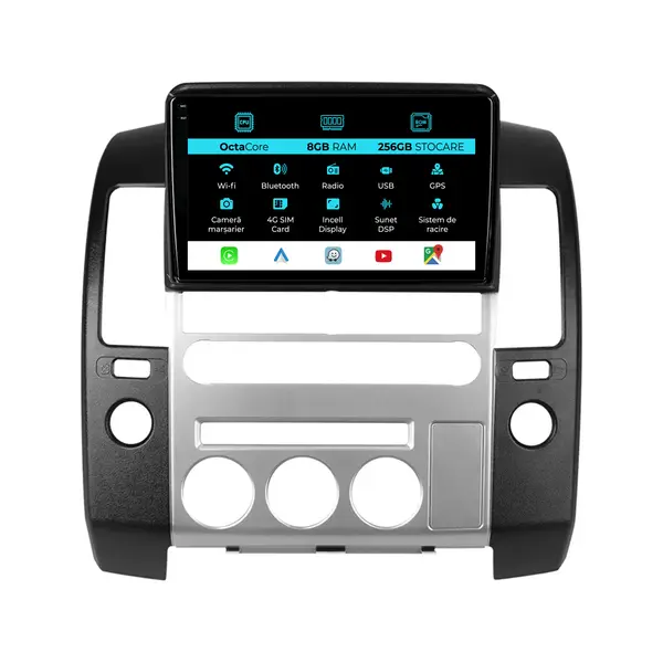 Navigatie Dedicata Nissan Navara (2004 - 2010), 9 Inch, 8Gb Ram, 256Gb Stocare, Android Auto, Carplay
