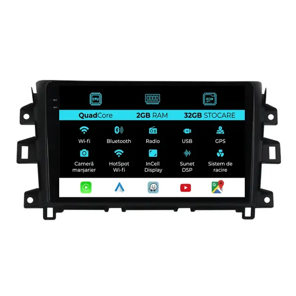 Navigatie Dedicata Nissan Navara (2015 - 2023), 10 Inch, 2Gb Ram, 32Gb Stocare, Android Auto, Carplay