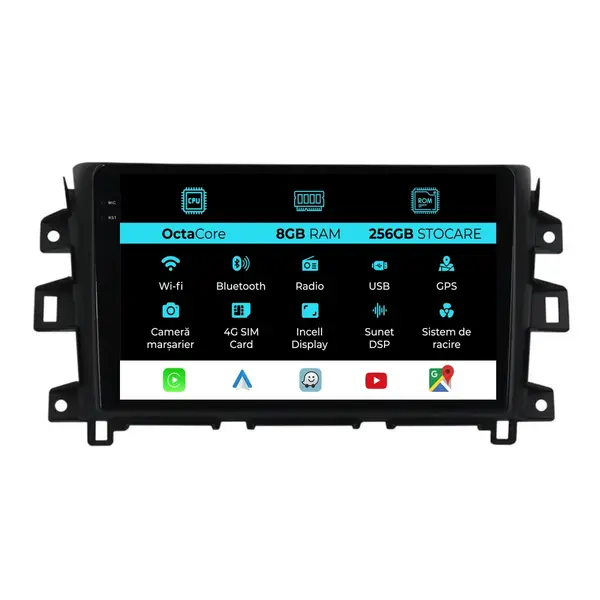 Navigatie Dedicata Nissan Navara (2015 - 2023), 10 Inch, 8Gb Ram, 256Gb Stocare, Android Auto, Carplay