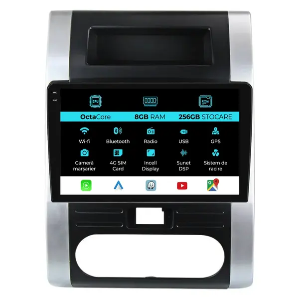 Navigatie Dedicata Nissan X-Trail T31 (2006 - 2012), 10 Inch, 8Gb Ram, 256Gb Stocare, Android Auto, Carplay