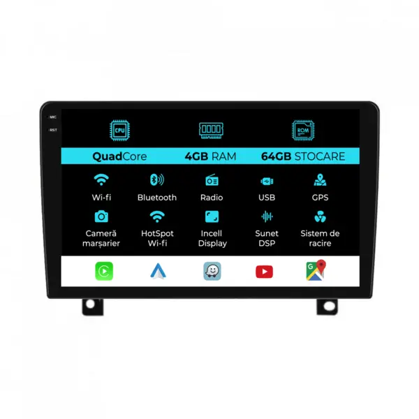 Navigatie Dedicata Opel Astra H (2004-2009),QuadCore, 9Inch, 4Gb Ram, 64Gb Stocare, Carplay