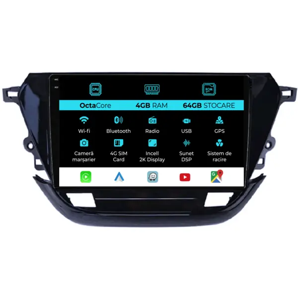 Navigatie Dedicata Opel Corsa F (2019-2023), 2K, 4Gb Ram, 64Gb Stocare, Carplay