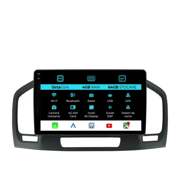 Navigatie Dedicata Opel Insignia (2008-2013), 2K, 4Gb Ram, 64Gb stocare, Carplay