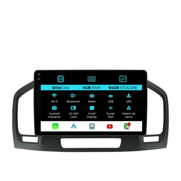 Navigatie Dedicata Opel Insignia (2008-2013), 9 Inch, 4Gb Ram, 64Gb stocare, Carplay