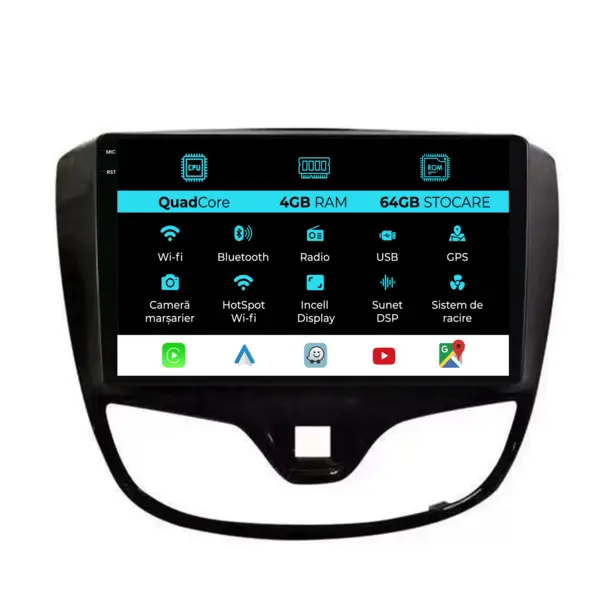 Navigatie Dedicata Opel Karl (2015 - 2019), QuadCore, 9 Inch, 4Gb Ram, 64Gb Stocare, Android Auto, Carplay