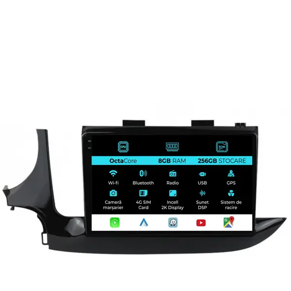 Navigatie Dedicata Opel Mokka (2012 - 2016), 2K, 8Gb Ram, 256Gb Stocare, Android Auto, Carplay