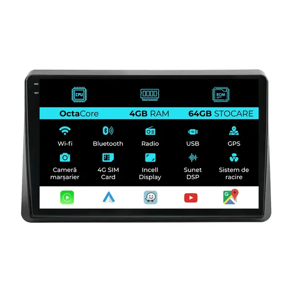 Navigatie Dedicata Opel Movano (2020 - 2024), 10 Inch, 4Gb Ram, 64Gb Stocare, Android Auto, Carplay