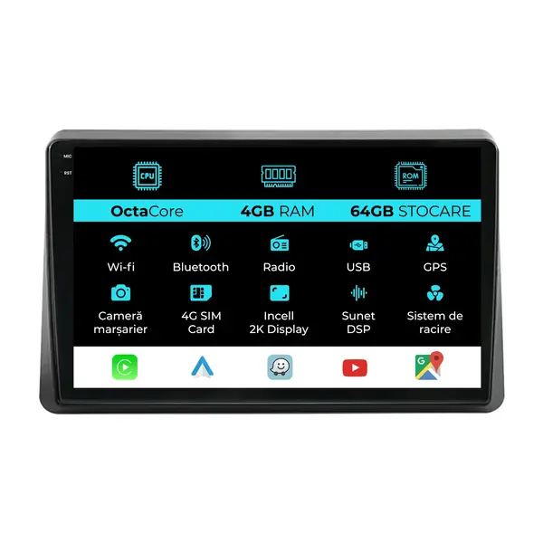 Navigatie Dedicata Opel Movano (2020-2024), 2K, 4Gb Ram, 64Gb Stocare, Carplay