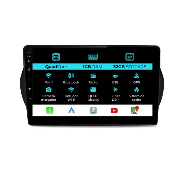 Navigatie Dedicata Peugeot Bipper (2008 - 2017), 10Inch, 1Gb Ram, 64Gb Stocare, Carplay