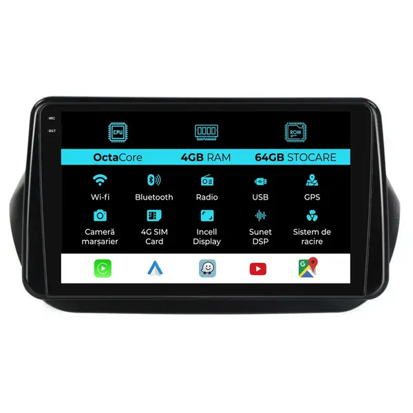Navigatie Dedicata Peugeot Bipper (2008-2017), 9Inch, 4Gb Ram, 64Gb Stocare, Carplay