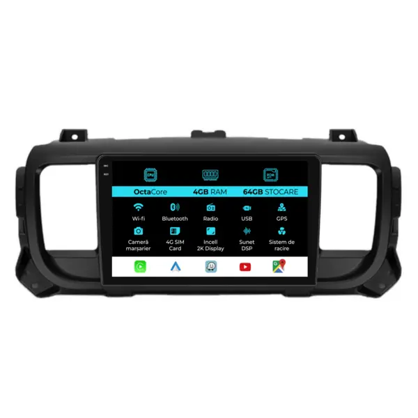 Navigatie Dedicata Peugeot Expert Citroen Jumpy 3 (2016-2021), 2K, 4Gb Ram, 64Gb Stocare, Carplay