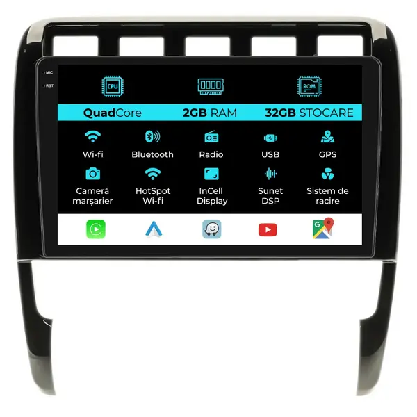 Navigatie Dedicata Porsche Cayenne (2002-2010), 9 Inch, 2Gb Ram, 32Gb Stocare, Android Auto, Carplay