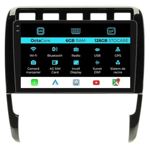 Navigatie Dedicata Porsche Cayenne (2002-2010), 9Inch, 6Gb Ram, 128Gb Stocare, Carplay