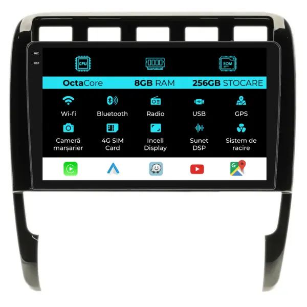 Navigatie Dedicata Porsche Cayenne (2002-2010), 9Inch, 8Gb Ram, 256Gb Stocare, Carplay