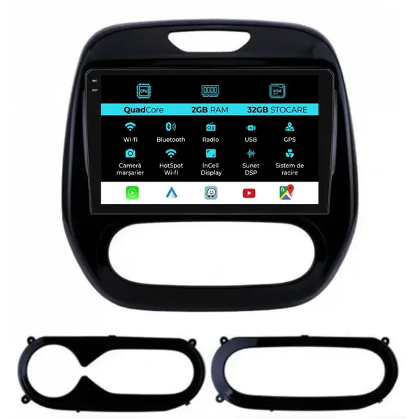 Navigatie Dedicata Renault Captur (2013-2020), 9Inch, 2Gb Ram, 32Gb Stocare, CarPlay