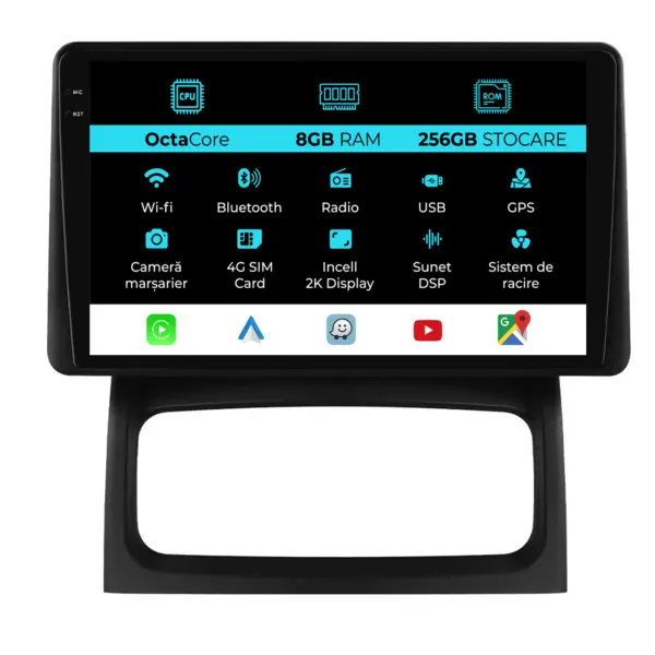 Navigatie Dedicata Renault Clio 2 (1998-2012), 2K, 8Gb Ram, 256Gb Stocare, Carplay
