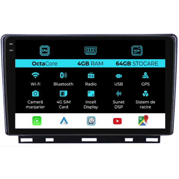 Navigatie Dedicata Renault Clio 5 (2019-2024), 9Inch, 4Gb Ram, 64Gb Stocare, Carplay