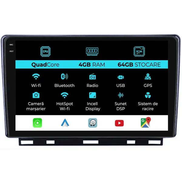 Navigatie Dedicata Renault Clio 5 (2019 - 2025), QuadCore, 9 Inch, 4Gb Ram, 64Gb Stocare, Android Auto, Carplay