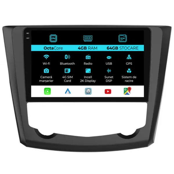 Navigatie Dedicata Renault Kadjar (2015 - 2017), 2K, 4Gb Ram, 64Gb Stocare, Android Auto, Carplay