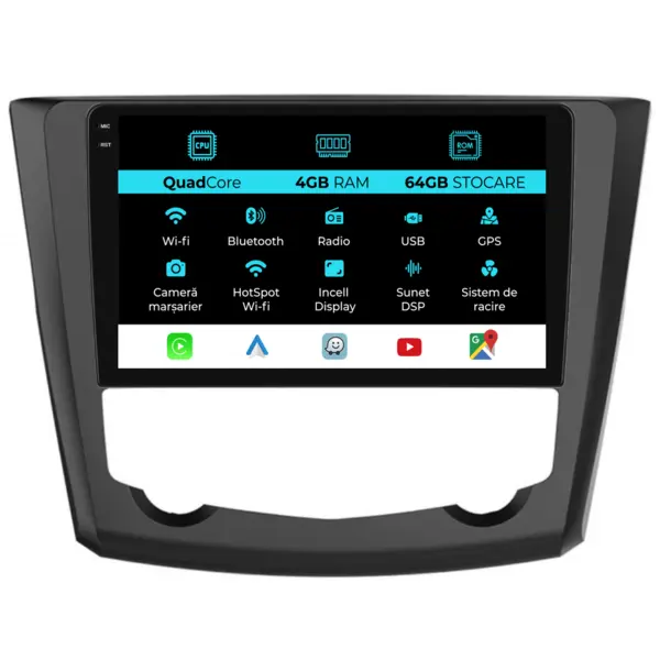Navigatie Dedicata Renault Kadjar (2015 - 2017), QuadCore, 9 Inch, 4Gb Ram, 64Gb Stocare, Android Auto, Carplay