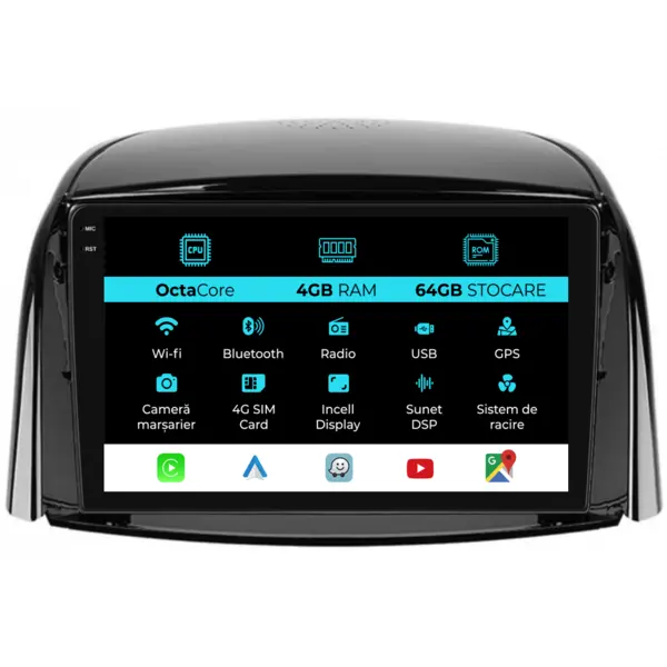 Navigatie Dedicata Renault Koleos (2008 - 2016), 9 Inch, 4Gb Ram, 64Gb Stocare, Android Auto, Carplay