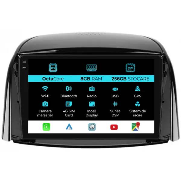 Navigatie Dedicata Renault Koleos (2008 - 2016), 9 Inch, 8Gb Ram, 256Gb Stocare, Android Auto, Carplay