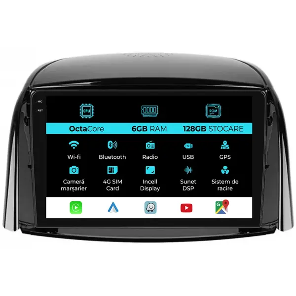 Navigatie Dedicata Renault Koleos (2008-2016), 9Inch, 6Gb Ram, 128Gb Stocare, Carplay