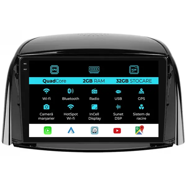 Navigatie Dedicata Renault Koleos (2008 - 2016), QuadCore, 9 Inch, 4Gb Ram, 64Gb Stocare, Android Auto, Carplay
