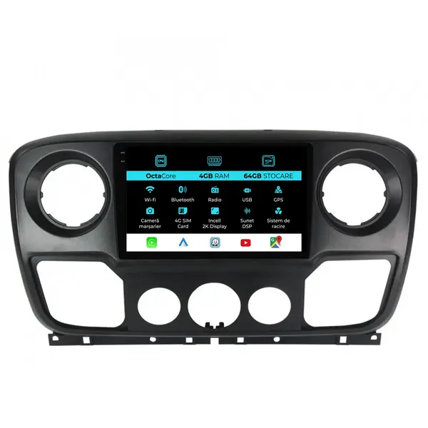 Navigatie Dedicata Renault Master (2010 - 2021), 2K, 4Gb Ram, 64Gb Stocare, Android Auto, Carplay
