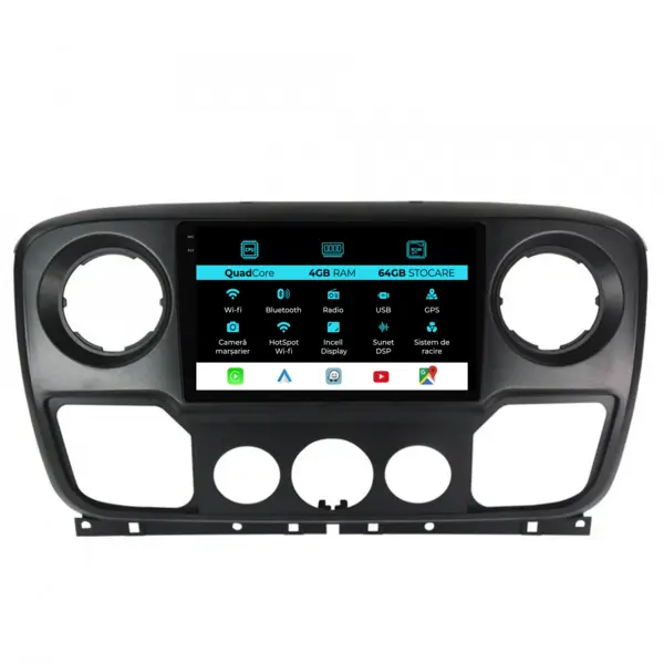 Navigatie Dedicata Renault Master (2010 - 2021), QuadCore, 10 Inch, 4Gb Ram, 64Gb Stocare, Android Auto, Carplay