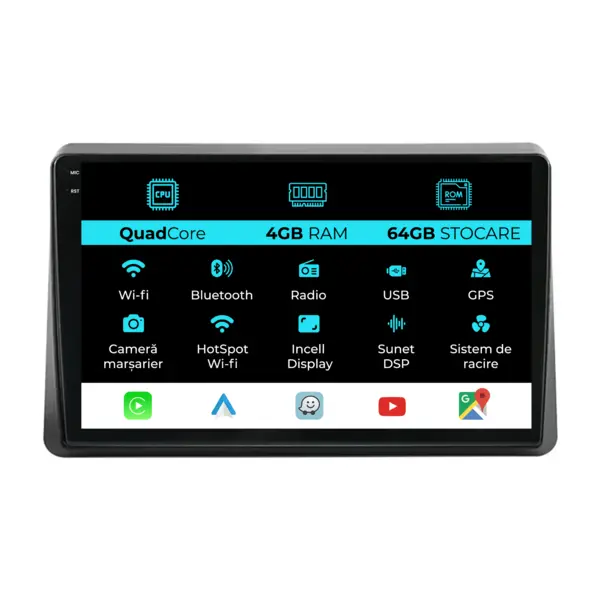 Navigatie Dedicata Renault Master (2010 - 2021), QuadCore, 10 Inch, 4Gb Ram, 64Gb Stocare, Android Auto, Carplay