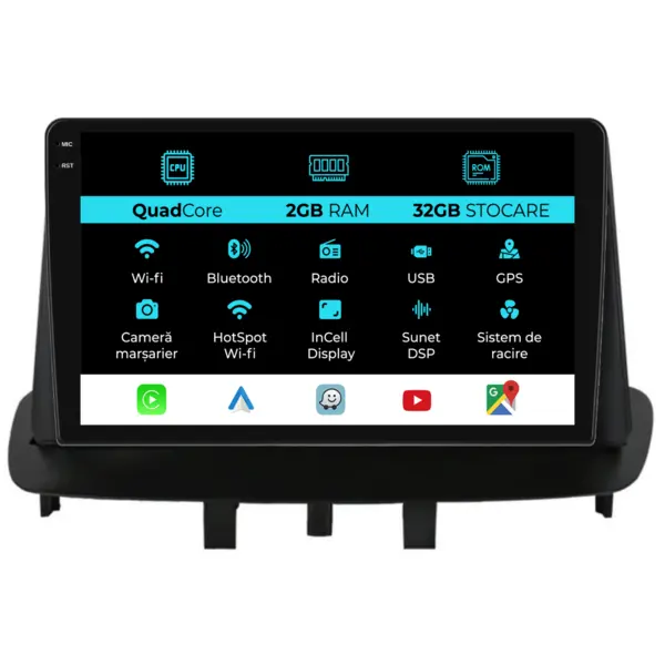 Navigatie Dedicata Renault Megane 3 (2009 - 2015), 9 Inch, 2Gb Ram, 32Gb Stocare, Android Auto, Carplay