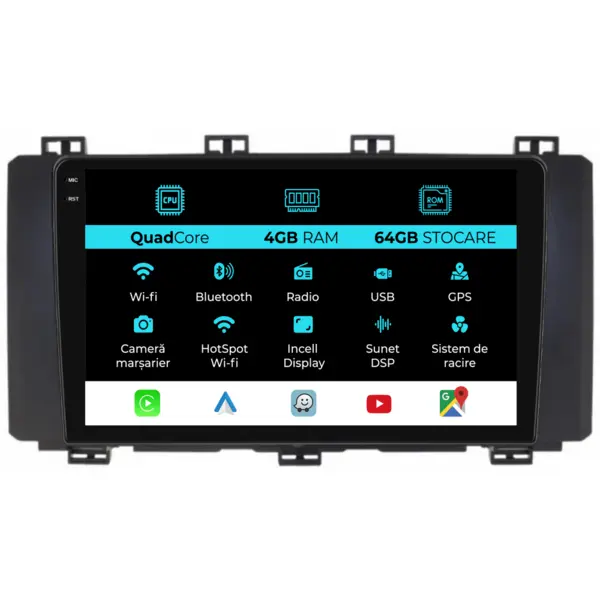 Navigatie Dedicata Seat Ateca (2016-2021),QuadCore, 9Inch, 4Gb Ram, 64Gb Stocare, Carplay