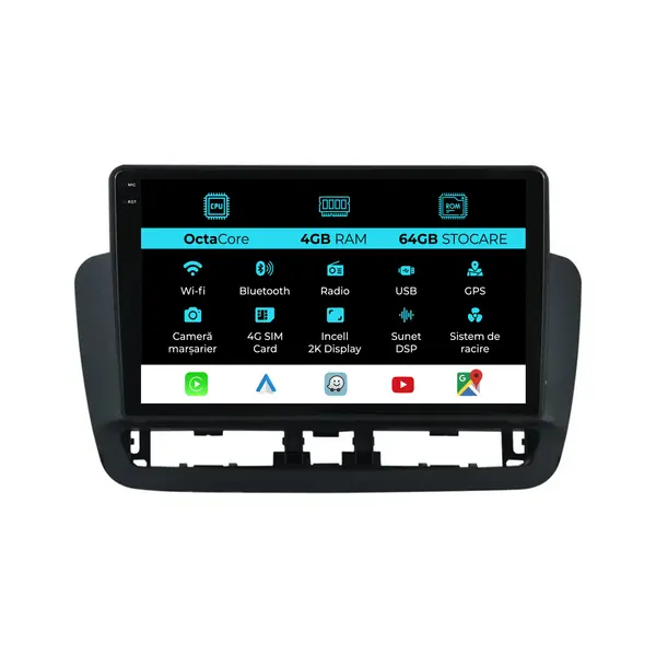 Navigatie Dedicata Seat Ibiza (2014 - 2017), 2K, 4Gb Ram, 64Gb Stocare, Android Auto, Carplay