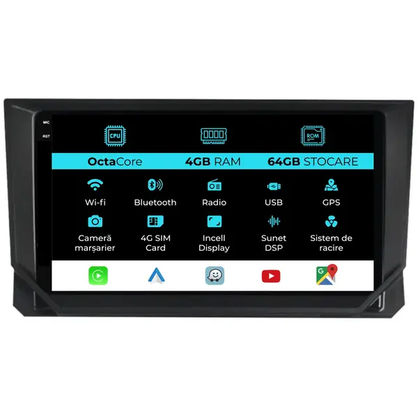 Navigatie Dedicata Seat Ibiza (2017 - 2025), 9 Inch, 4Gb Ram, 64Gb Stocare, Android Auto, Carplay