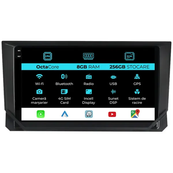 Navigatie Dedicata Seat Ibiza (2017 - 2025), 9 Inch, 8Gb Ram, 256Gb Stocare, Android Auto, Carplay
