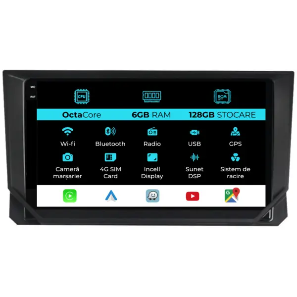 Navigatie Dedicata Seat Ibiza (2017-2025), 9Inch, 6Gb Ram, 128Gb Stocare, Carplay