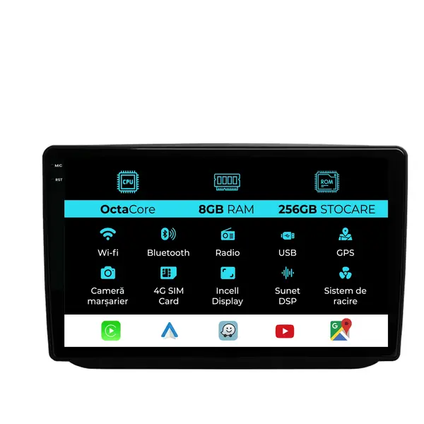 Navigatie Dedicata Skoda Fabia (2007-2014), 10Inch, 8Gb Ram, 256Gb Stocare, Carplay