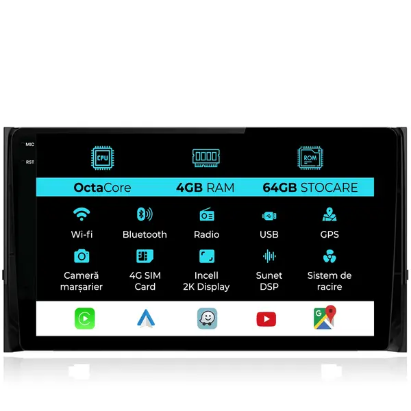 Navigatie Dedicata Skoda Kodiaq (2016 - 2024), 2K, 4Gb Ram, 64Gb Stocare, Android Auto, Carplay