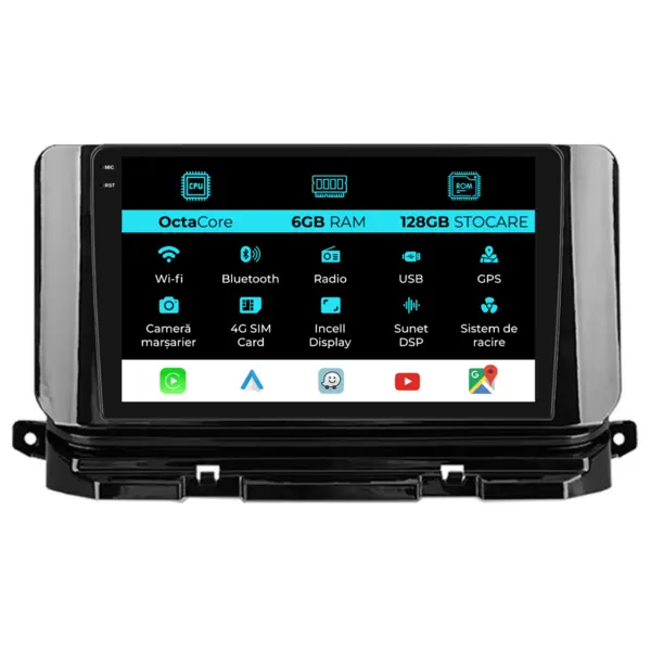 Navigatie Dedicata Skoda Octavia 4 (2019 - 2026), 10 Inch, 6Gb Ram, 128Gb Stocare, Android Auto, Carplay